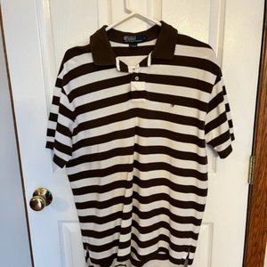 Polo Ralph Lauren Mens Brown Striped Polo Large